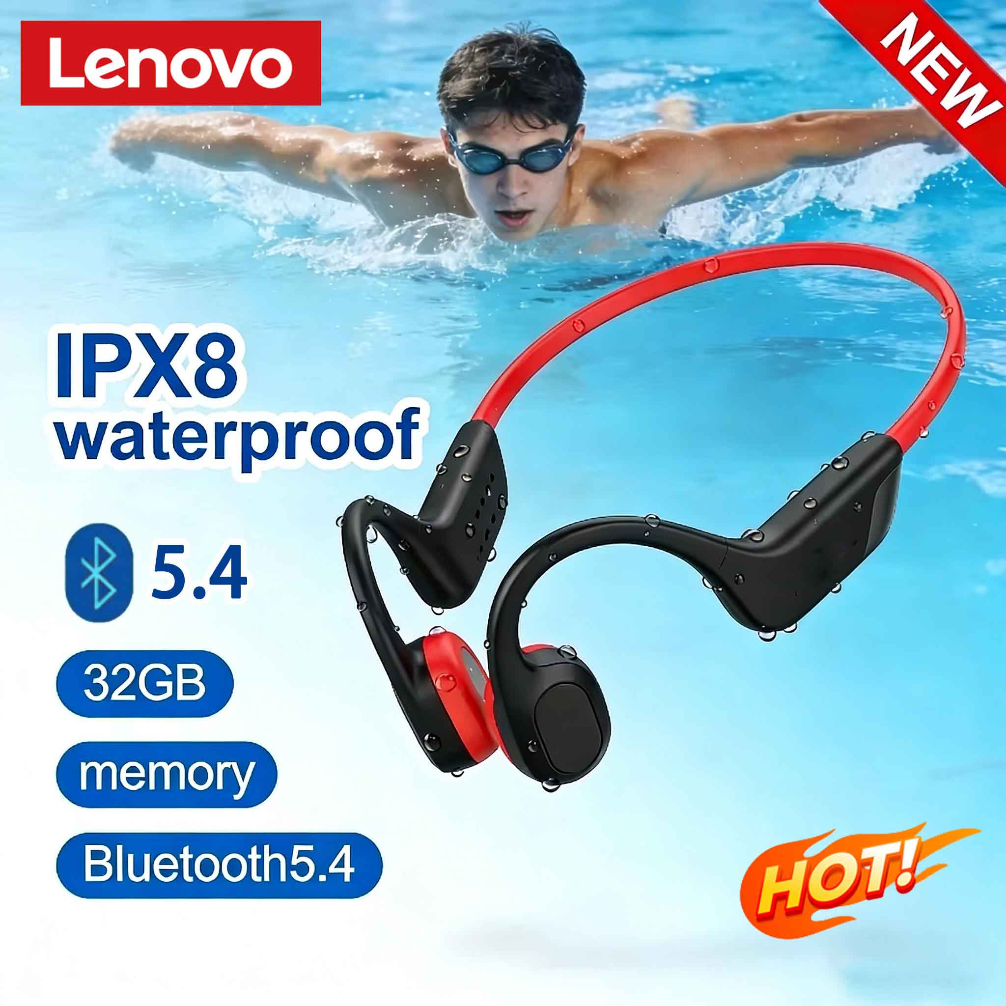 Bone Conduction Running Headphones - Lenovo Bone Conduction Headset Bluetooth 5.4
