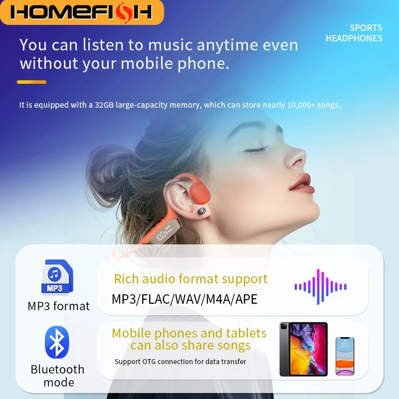 IPX8 Waterproof Bone Conductio - Open Ear Air Conduction Headphones ulasan dan harga