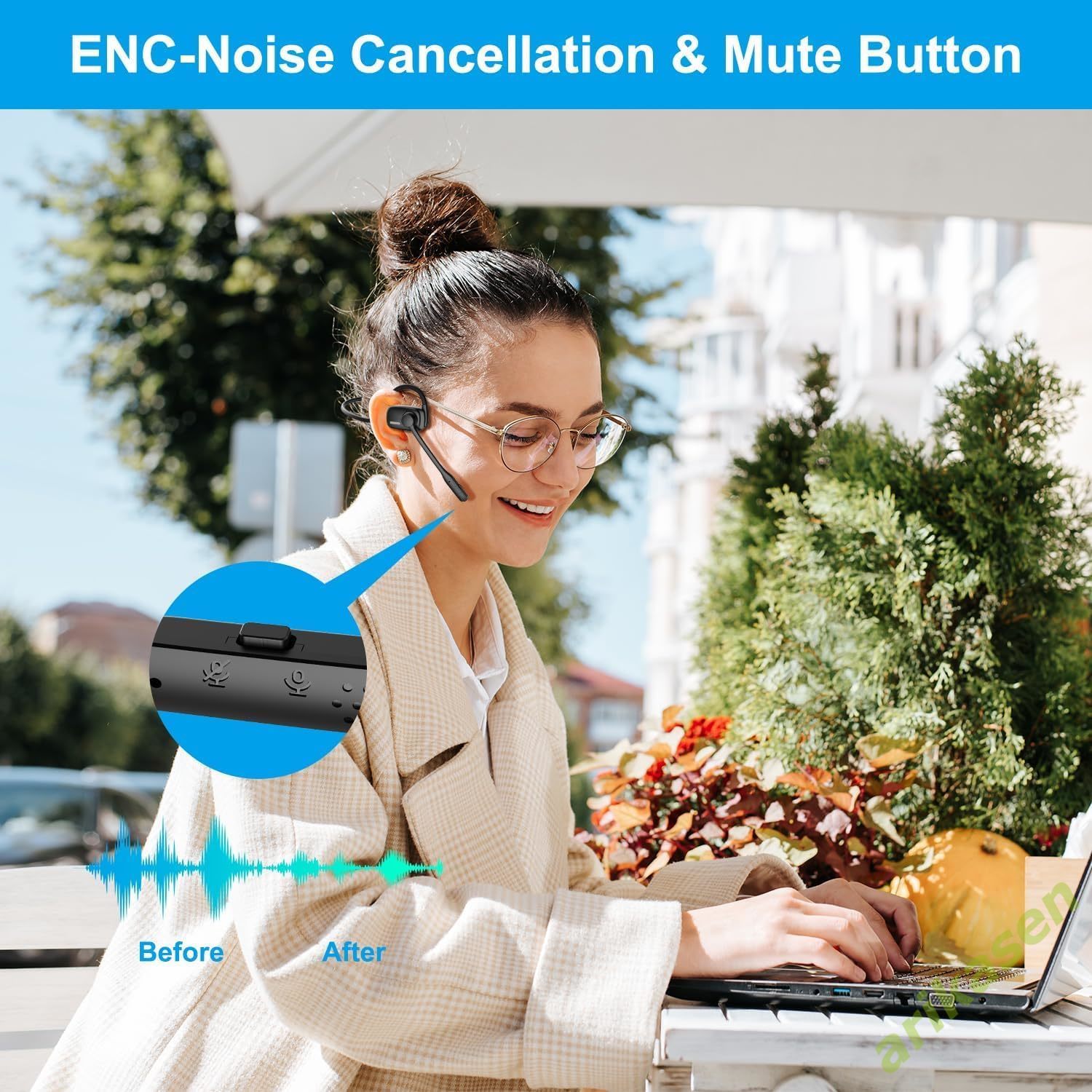 Bluetooth Headsets with Microp - Open Ear Air Conduction Headphones ulasan dan harga